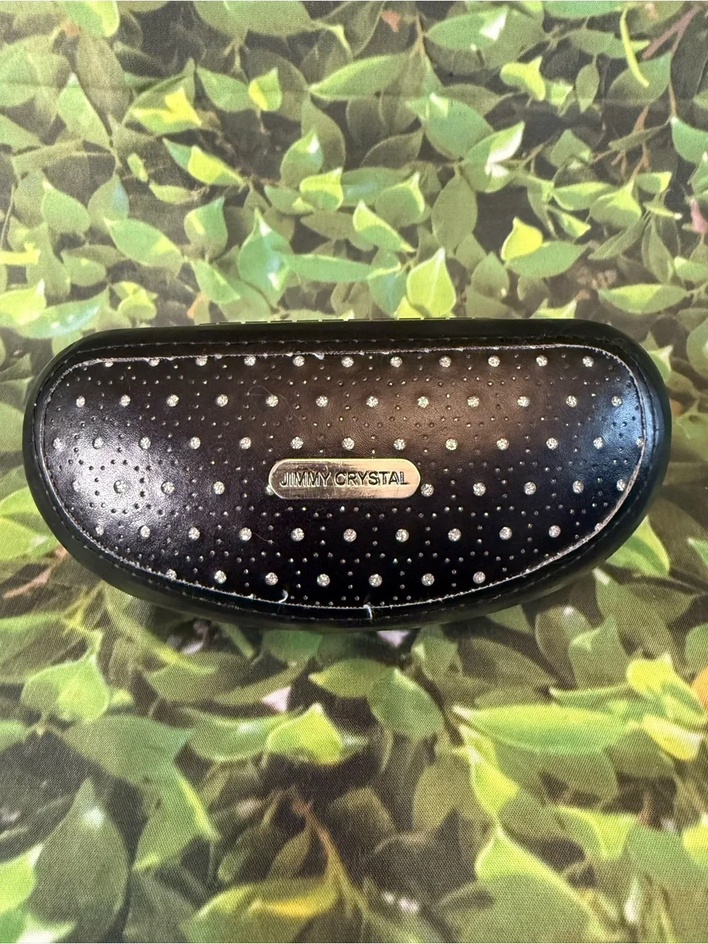 Jimmy Crystal Black Crystal-Embellished Glasses Case